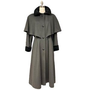 Vintage Charles Klein for Forstmann Wool Princess Coat Cape Collar Maxi Overcoat
